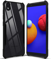 VAKIBO Best Selling Black and Transparent Back Cover Case Made With Soft TPU and Acrylic With 4 Corner and Camera Protection Suitable for Samsung Galaxy A01 Core