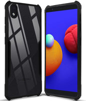 VAKIBO Best Selling Black and Transparent Back Cover Case Made With Soft TPU and Acrylic With 4 Corner and Camera Protection Suitable for Samsung Galaxy M01 Core