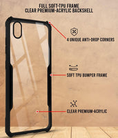 VAKIBO Best Selling Black and Transparent Back Cover Case Made With Soft TPU and Acrylic With 4 Corner and Camera Protection Suitable for Samsung Galaxy M01 Core