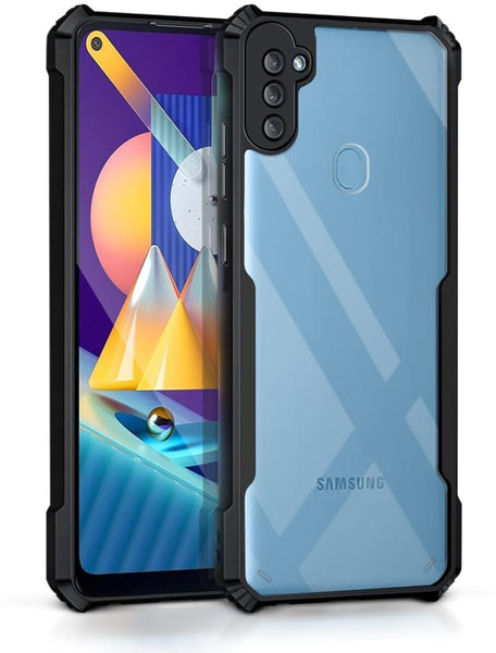 VAKIBO Best Selling Black and Transparent Back Cover Case Made With Soft TPU and Acrylic With 4 Corner and Camera Protection Suitable for Samsung Galaxy M11