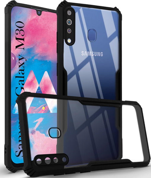 VAKIBO Super Premium Black Border Transparent Case With Corner Protection & Camera Protection Suitable for Samsung M30