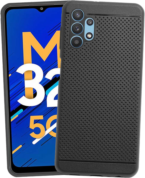 VAKIBO Dotted Design Black Coloured Soft TPU Back Cover Case Suitable for Samsung Galaxy M32 5G