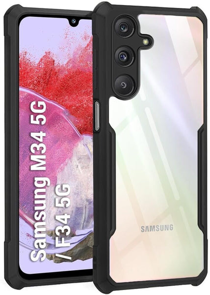 VAKIBO Super Premium Black Border Transparent Case With Corner Protection & Camera Protection Suitable for Samsung M34 5G