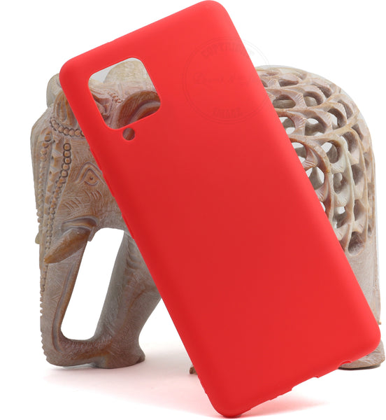 VAKIBO 1.2 MM Thick Red Coloured Soft TPU Rubber Back Cover Case With Camera Protection Ring Suitable for Samsung Galaxy M42