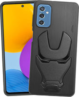 VAKIBO Iron Man 3D Mask Design Black Coloured Soft TPU Back Cover Case With Camera Protection Ring Suitable for Samsung Galaxy M52