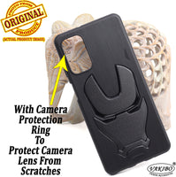 VAKIBO Iron Man 3D Mask Design Black Coloured Soft TPU Back Cover Case With Camera Protection Ring Suitable for Samsung Galaxy M52