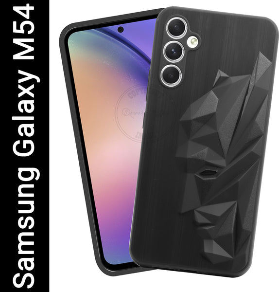 VAKIBO Bat Man 3D Mask Design Black Coloured Soft TPU Back Cover Case With Camera Protection Ring Suitable for Samsung Galaxy M54 5G