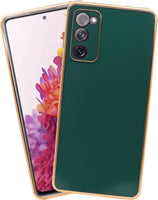 VAKIBO Golden Chrome Border Peach Coloured Soft TPU Back Cover Case With Camera Protection Suitable for Samsung Galaxy S20 FE
