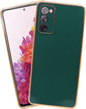 VAKIBO Golden Chrome Border Peach Coloured Soft TPU Back Cover Case With Camera Protection Suitable for Samsung Galaxy S20 FE