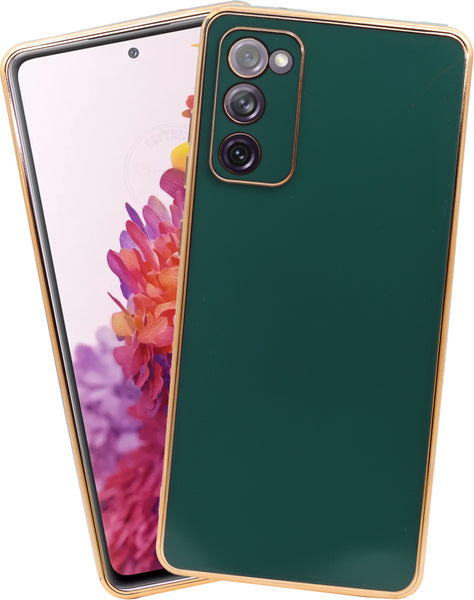 VAKIBO Golden Chrome Border Peach Coloured Soft TPU Back Cover Case With Camera Protection Suitable for Samsung Galaxy S20 FE