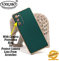VAKIBO Golden Chrome Border Peach Coloured Soft TPU Back Cover Case With Camera Protection Suitable for Samsung Galaxy S20 FE