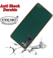 VAKIBO Golden Chrome Border Peach Coloured Soft TPU Back Cover Case With Camera Protection Suitable for Samsung Galaxy S20 FE