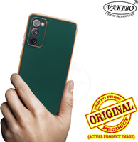 VAKIBO Golden Chrome Border Peach Coloured Soft TPU Back Cover Case With Camera Protection Suitable for Samsung Galaxy S20 FE