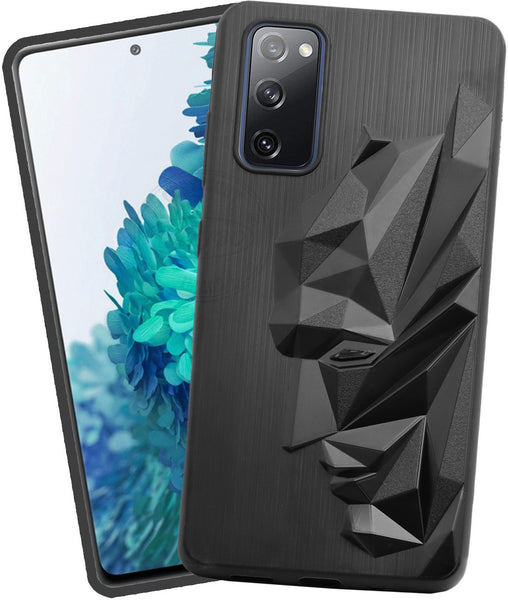 VAKIBO Bat Man 3D Mask Design Black Coloured Soft TPU Back Cover Case With Camera Protection Ring Suitable for Samsung Galaxy S20 FE