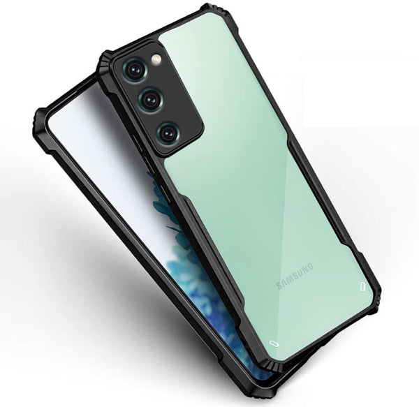 VAKIBO Best Selling Black and Transparent Back Cover Case Made With Soft TPU and Acrylic With 4 Corner and Camera Protection Suitable for Samsung Galaxy S20 FE