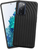 VAKIBO Strips Design Black Coloured Soft TPU Rubber Back Cover Case With Camera Protection Ring Suitable for Samsung Galaxy S20 FE