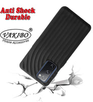 VAKIBO Strips Design Black Coloured Soft TPU Rubber Back Cover Case With Camera Protection Ring Suitable for Samsung Galaxy S20 FE