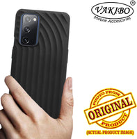 VAKIBO Strips Design Black Coloured Soft TPU Rubber Back Cover Case With Camera Protection Ring Suitable for Samsung Galaxy S20 FE