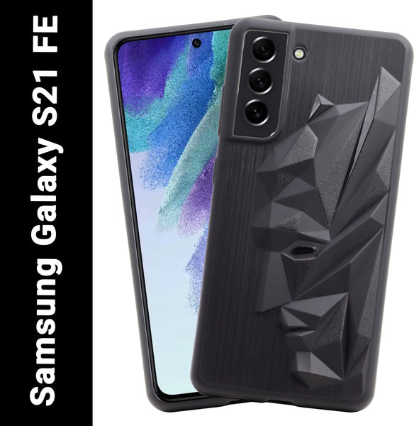VAKIBO Bat Man 3D Mask Design Black Coloured Soft TPU Back Cover Case With Camera Protection Ring Suitable for Samsung Galaxy S21 FE
