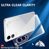 VAKIBO Premium Clear 1.5MM Thick Transparent Soft TPU Rubber Back Cover Case With Camera Protection Suitable for Samsung Galaxy S25 Edge