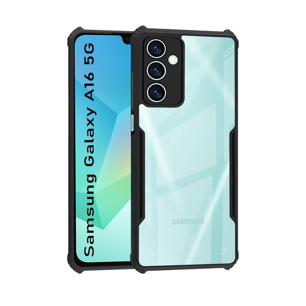 VAKIBO Best Selling Black and Transparent Back Cover Case Made With Soft TPU and Acrylic With 4 Corner and Camera Protection Suitable for Samsung Galaxy A16