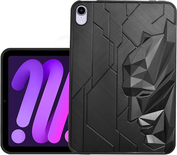 VAKIBO Bat Man 3D Mask Design Black Coloured Soft TPU Back Cover Case With Camera Protection Ring Suitable for Apple iPad mini (6th Gen)