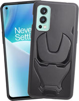VAKIBO Iron Man 3D Mask Design Black Coloured Soft TPU Back Cover Case With Camera Protection Ring Suitable for OnePlus Nord 2