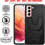 VAKIBO Iron Man 3D Mask Design Black Coloured Soft TPU Back Cover Case With Camera Protection Ring Suitable for Samsung Galaxy S21 Plus