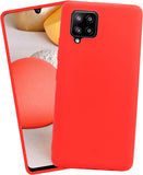 VAKIBO 1.2 MM Thick Red Coloured Soft TPU Rubber Back Cover Case With Camera Protection Ring Suitable for Samsung Galaxy A42
