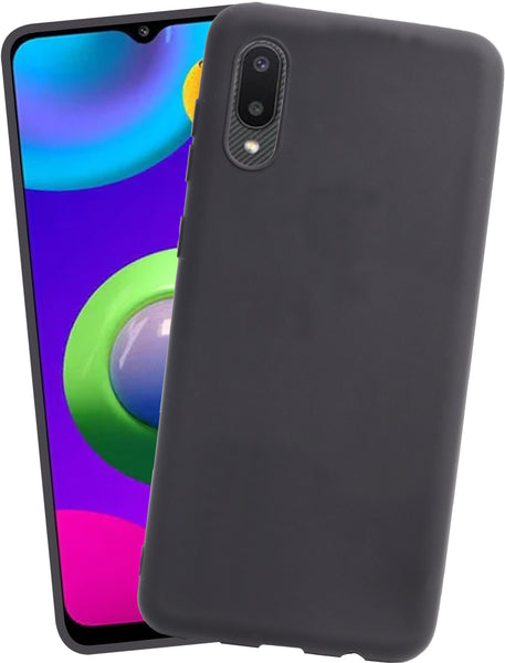 VAKIBO 1.2 MM Thick Black Coloured Soft TPU Rubber Back Cover Case With Camera Protection Ring Suitable for Samsung Galaxy M02