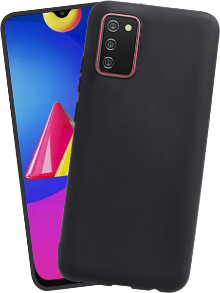 VAKIBO 1.2 MM Thick Black Coloured Soft TPU Rubber Back Cover Case With Camera Protection Ring Suitable for Samsung Galaxy F02s