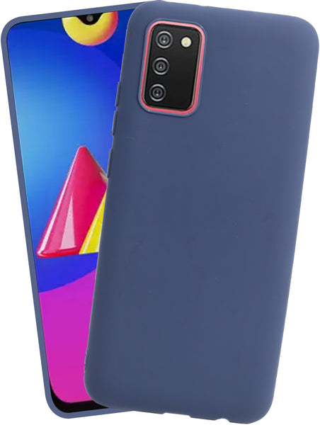 VAKIBO 1.2 MM Thick Blue Coloured Soft TPU Rubber Back Cover Case With Camera Protection Ring Suitable for Samsung Galaxy M02s