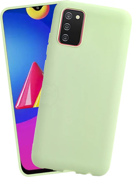 VAKIBO 1.2 MM Thick Pista Green Coloured Soft TPU Rubber Back Cover Case With Camera Protection Ring Suitable for Samsung Galaxy F02s