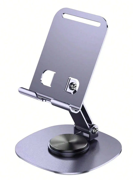 Cell Phone Stand, 360°Rotation Height Adjustable Phone Holder for Desk, Thick Case Friendly Foldable Portable Metal Base Stand Compatible with All Mobile