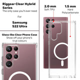 VAKIBO Megnatic Magsafe Transparent Coloured Soft with Hard back Back Cover Case With Camera Protection Ring Suitable for Samsung Galaxy S22 Ultra