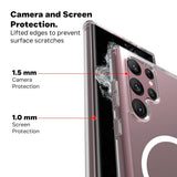 VAKIBO Megnatic Magsafe Transparent Coloured Soft with Hard back Back Cover Case With Camera Protection Ring Suitable for Samsung Galaxy S22 Ultra