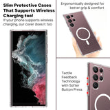 VAKIBO Megnatic Magsafe Transparent Coloured Soft with Hard back Back Cover Case With Camera Protection Ring Suitable for Samsung Galaxy S22 Ultra