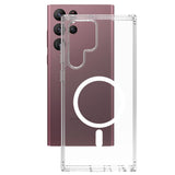 VAKIBO Megnatic Magsafe Transparent Coloured Soft with Hard back Back Cover Case With Camera Protection Ring Suitable for Samsung Galaxy S22 Ultra