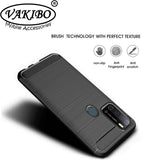 VAKIBO Carbon Fiber Brushed Black Coloured Soft TPU Back Cover Case With Camera Protection Ring Suitable for Tecno Spark Power 2