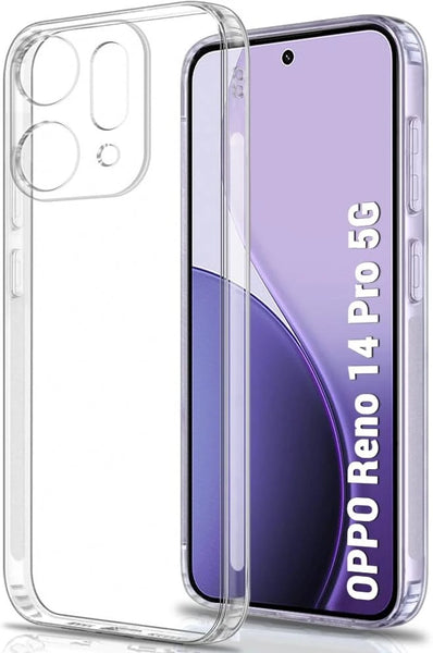 VAKIBO Premium Clear 1.5MM Thick Transparent Soft TPU Rubber Back Cover Case With Camera Protection Suitable for Oppo Reno 14 Pro