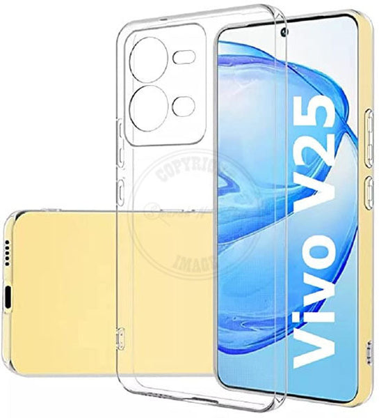 VAKIBO Premium Clear 2MM Thick Transparent Soft TPU Rubber Back Cover Case With Camera Protection Suitable for Vivo V25