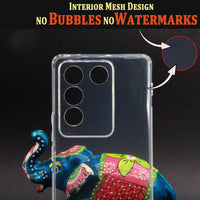 VAKIBO Super Premium Soft TPU Transparent Case With Dustplug,Side Grip,Corner Protection,lanyard Cuts,Camera Protection Suitable for Vivo V27 Pro