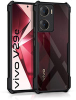 VAKIBO Best Selling Black and Transparent Back Cover Case Made With Soft TPU and Acrylic With 4 Corner and Camera Protection Suitable for Vivo V29 E