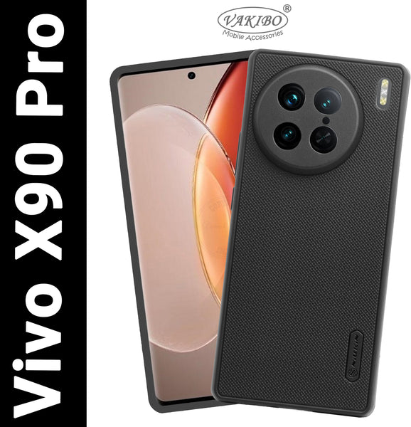 VAKIBO Niukin Dotted Design Black Coloured Soft TPU Rubber Back Cover Case With Camera Protection Ring Suitable for Vivo X90 Pro