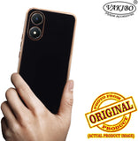 VAKIBO Golden Chrome Border Black Coloured Soft TPU Back Cover Case With Camera Protection Suitable for Vivo Y02S