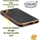 VAKIBO Golden Chrome Border Black Coloured Soft TPU Back Cover Case With Camera Protection Suitable for Vivo Y02S