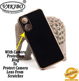 VAKIBO Golden Chrome Border Black Coloured Soft TPU Back Cover Case With Camera Protection Suitable for Vivo Y02S