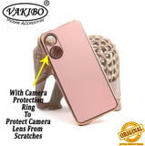 VAKIBO Golden Chrome Border Peach Coloured Soft TPU Back Cover Case With Camera Protection Suitable for Vivo Y02S