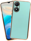 VAKIBO Golden Chrome Border Pista Green Coloured Soft TPU Back Cover Case With Camera Protection Suitable for Vivo Y02S