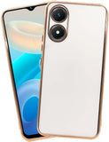 VAKIBO Golden Chrome Border White Coloured Soft TPU Back Cover Case With Camera Protection Suitable for Vivo Y02S